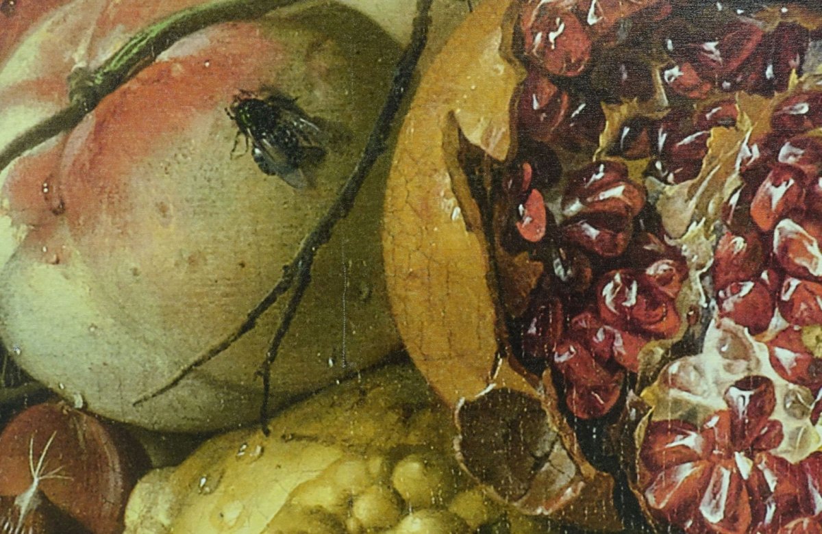 Schilderij uitsnede: Festoen van vruchten en bloemen 120×120 cm - Afbeelding 3